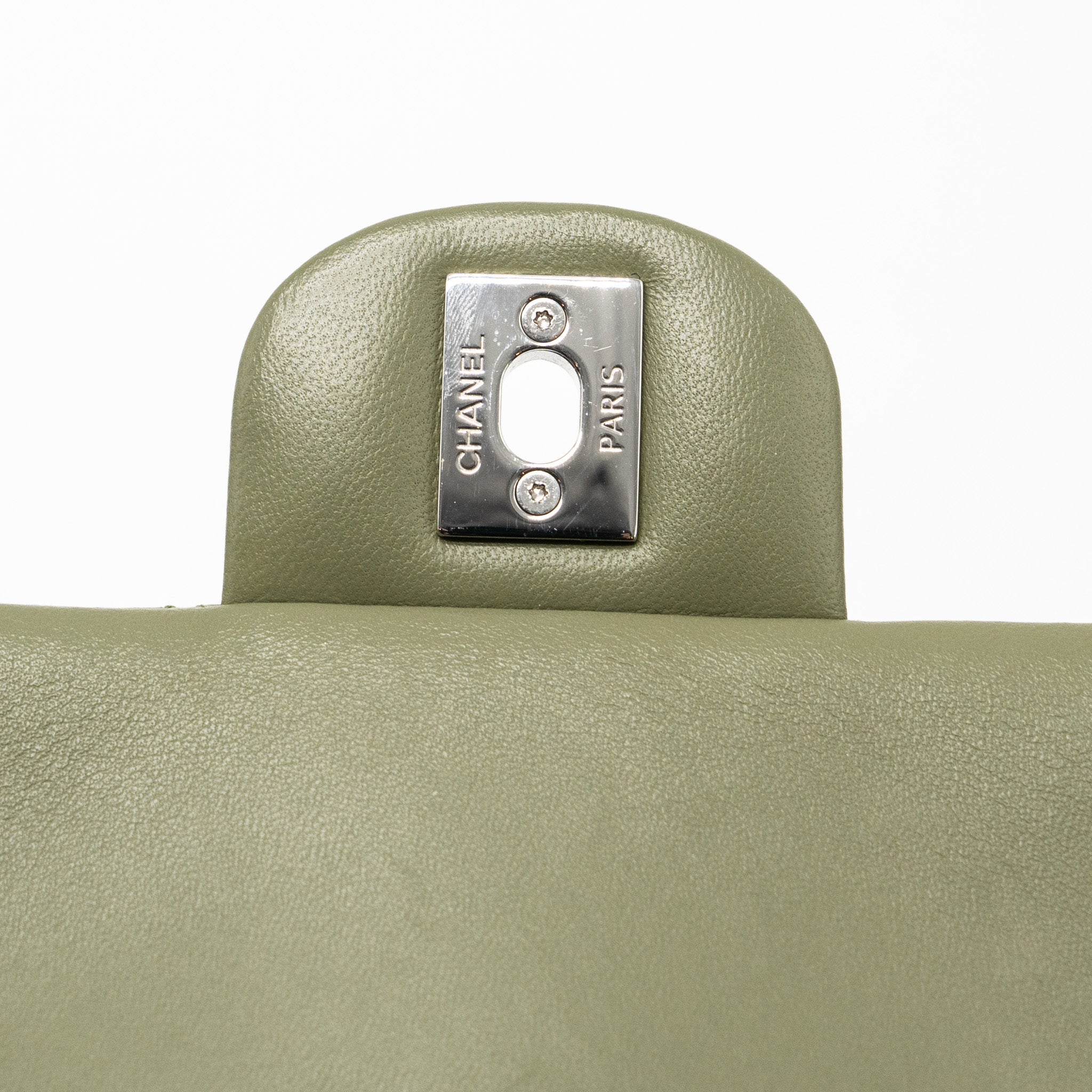 CHANEL MINI RECTANGULAR FLAP BAG LAMBSKIN GREEN SHW (MICROCHIP)