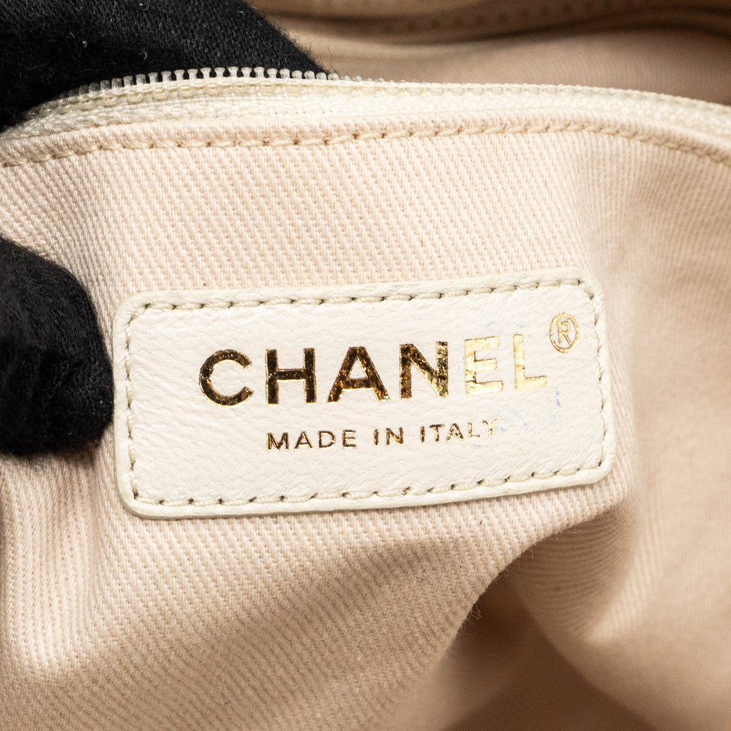 CHANEL DEAUVILLE BAG CANVAS/ LEATHER LIGHT BEIGE GHW
