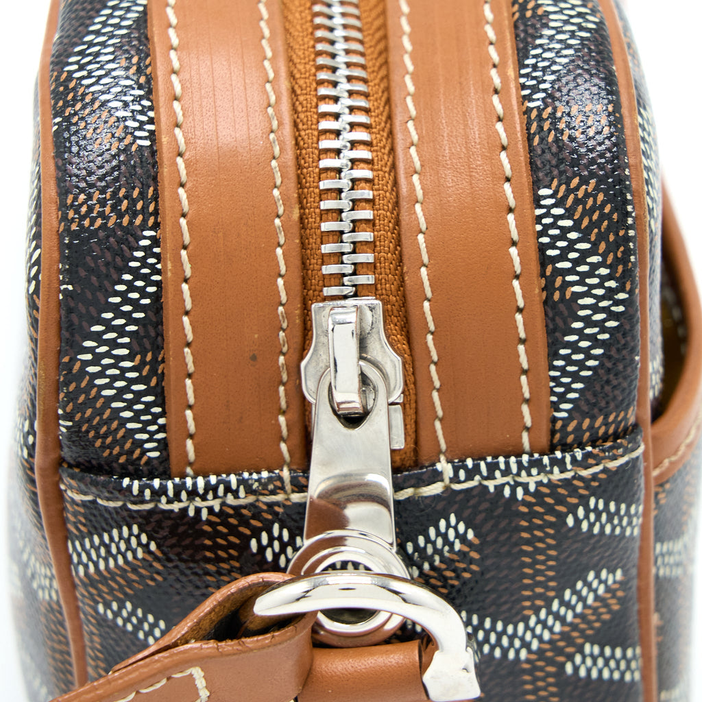 GOYARD CAP-VERT PM BAG CANVAS/ CALFSKIN BROWN/ BLACK SHW