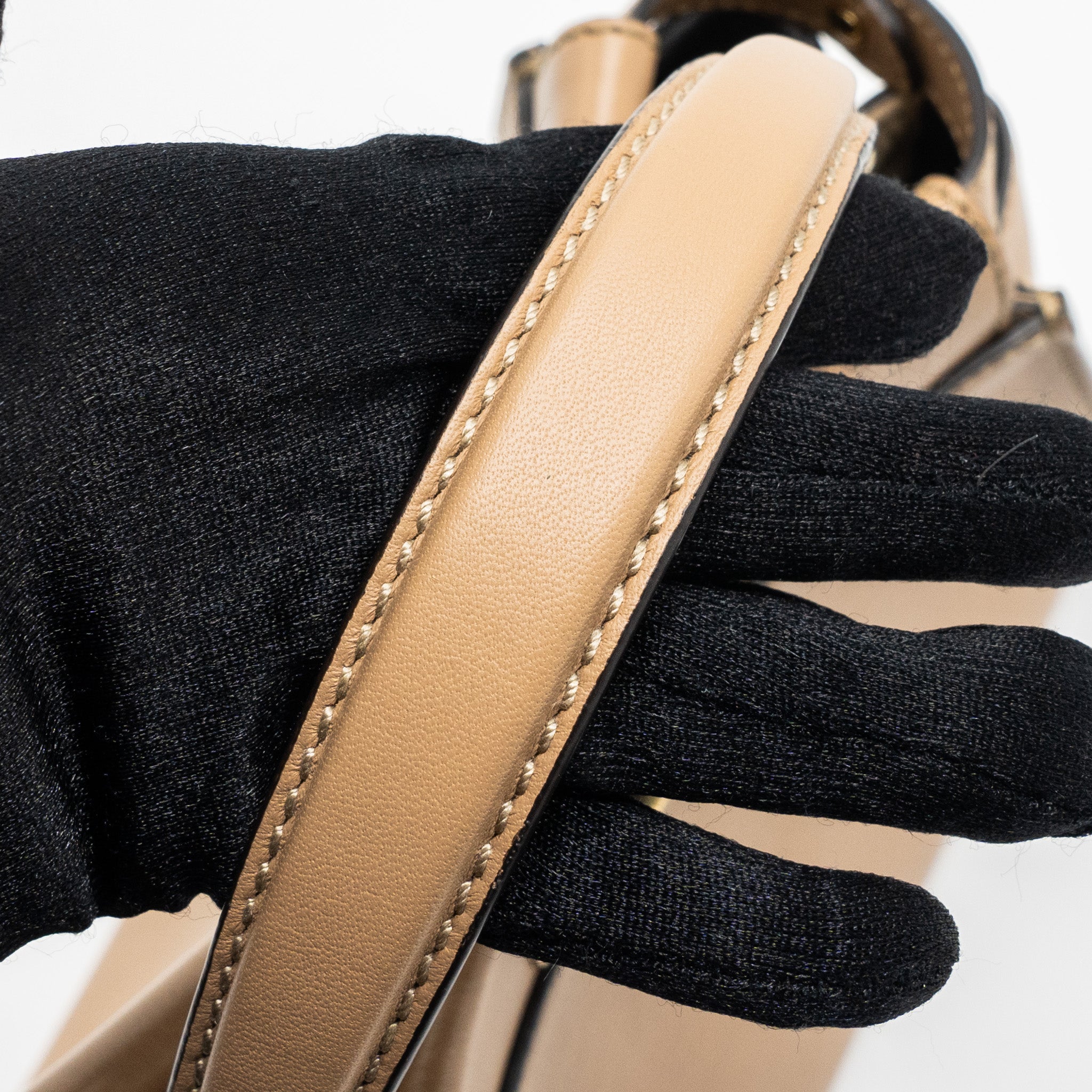 FENDI MINI PEEKABOO CALFSKIN BEIGE GHW