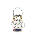 FENDI X FILA MINI LOGO MON TRESOR DRAWSTRING BUCKET BAG WHITE GHW
