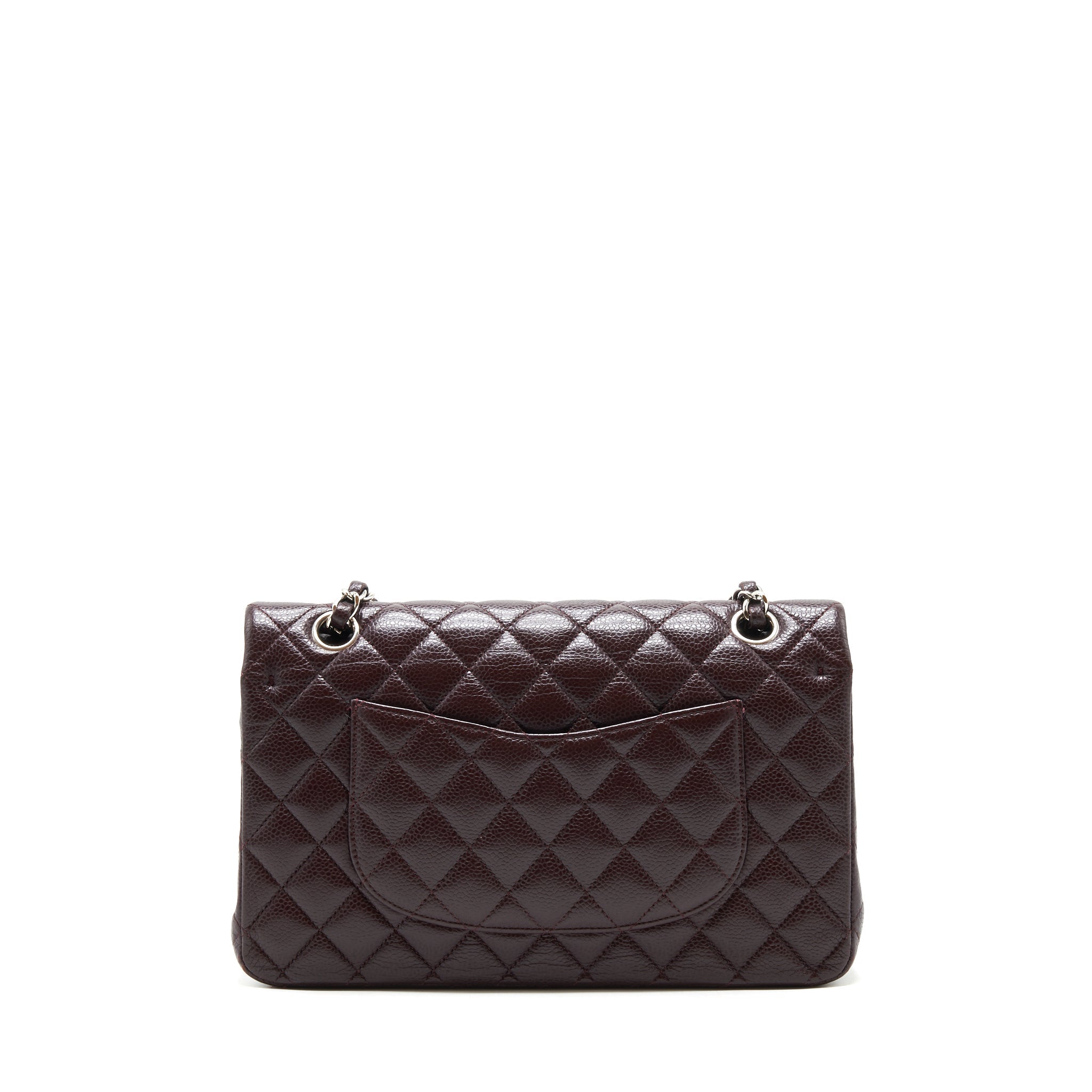 CHANEL MEDIUM CLASSIC DOUBLE FLAP BAG CAVIAR BURGUNDY SHW