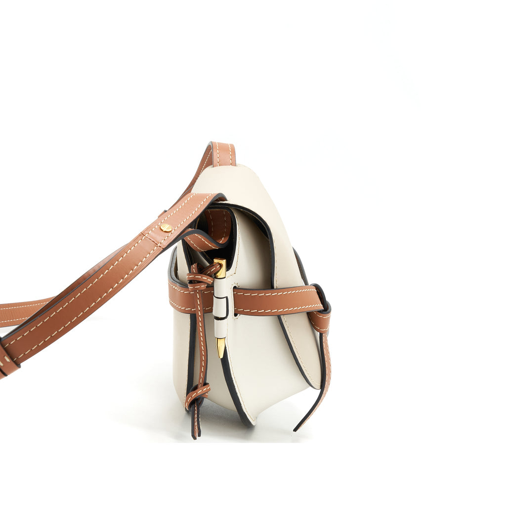 LOEWE SMALL GATE BAG SOFT CALFSKIN OAT/ WHITE MULTICOLOUR