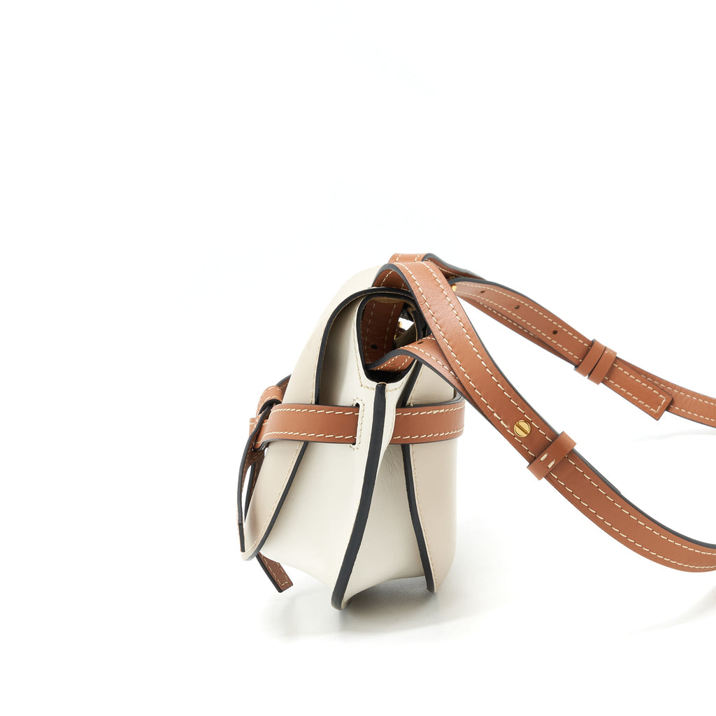 LOEWE SMALL GATE BAG SOFT CALFSKIN OAT/ WHITE MULTICOLOUR