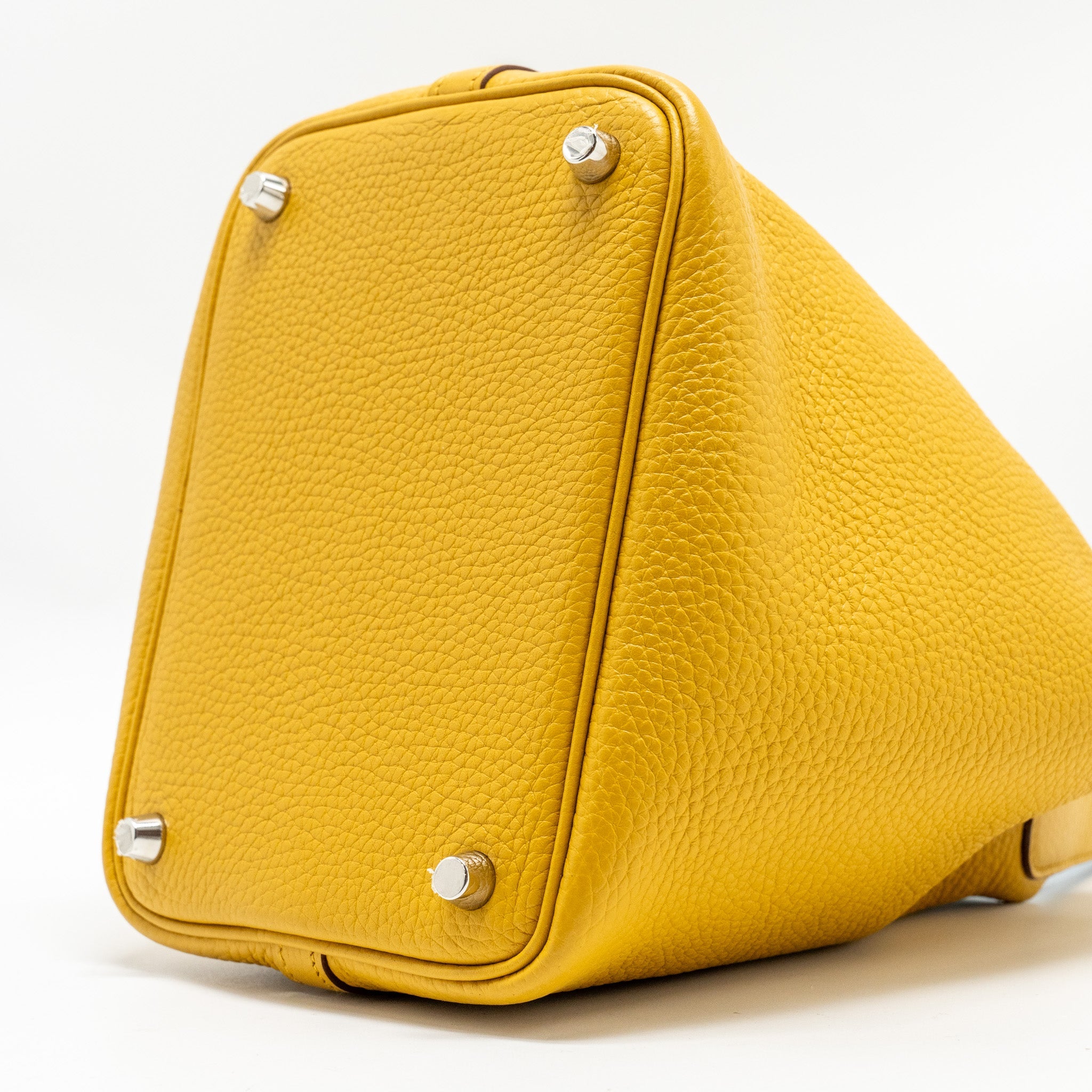 HERMES PICOTIN 18 LOCK BAG CLEMENCE 9D JAUNE AMBER / P3 BLUE DU NORD SHW