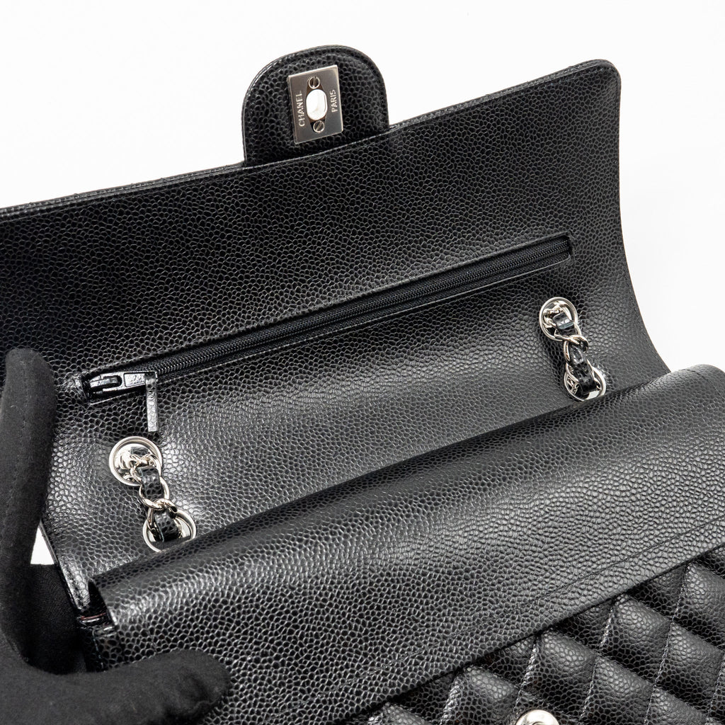 CHANEL MEDIUM CLASSIC DOUBLE FLAP BAG CAVIAR BLACK SHW