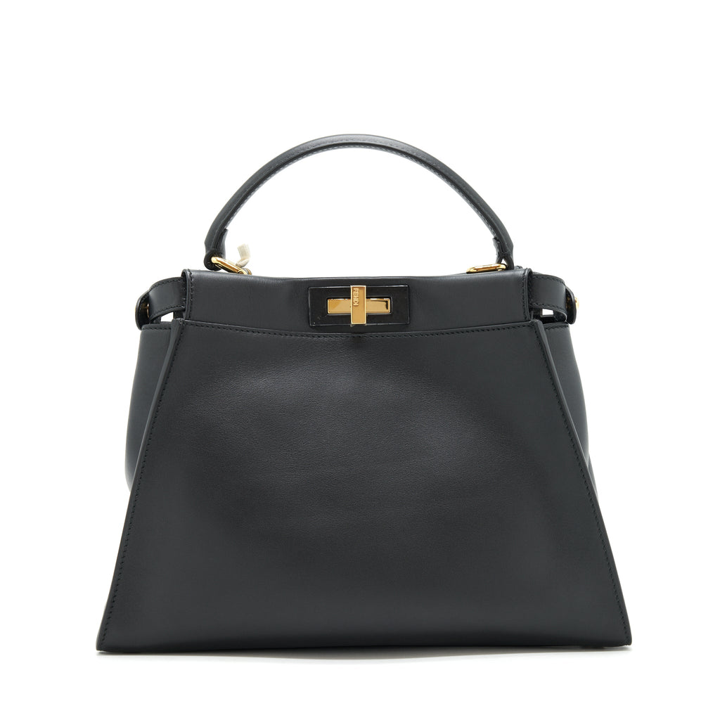 FENDI MEDIUM PEEKABOO BLACK CALFSKIN WITH BLACK/GHW