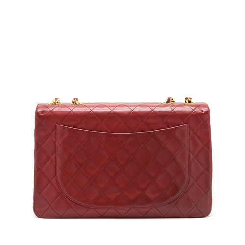 CHANEL VINTAGE MAXI FLAP BAG LAMBSKIN RED GHW