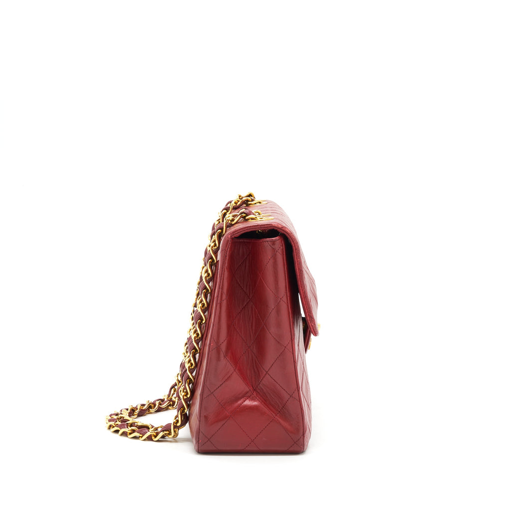 CHANEL VINTAGE MAXI FLAP BAG LAMBSKIN RED GHW
