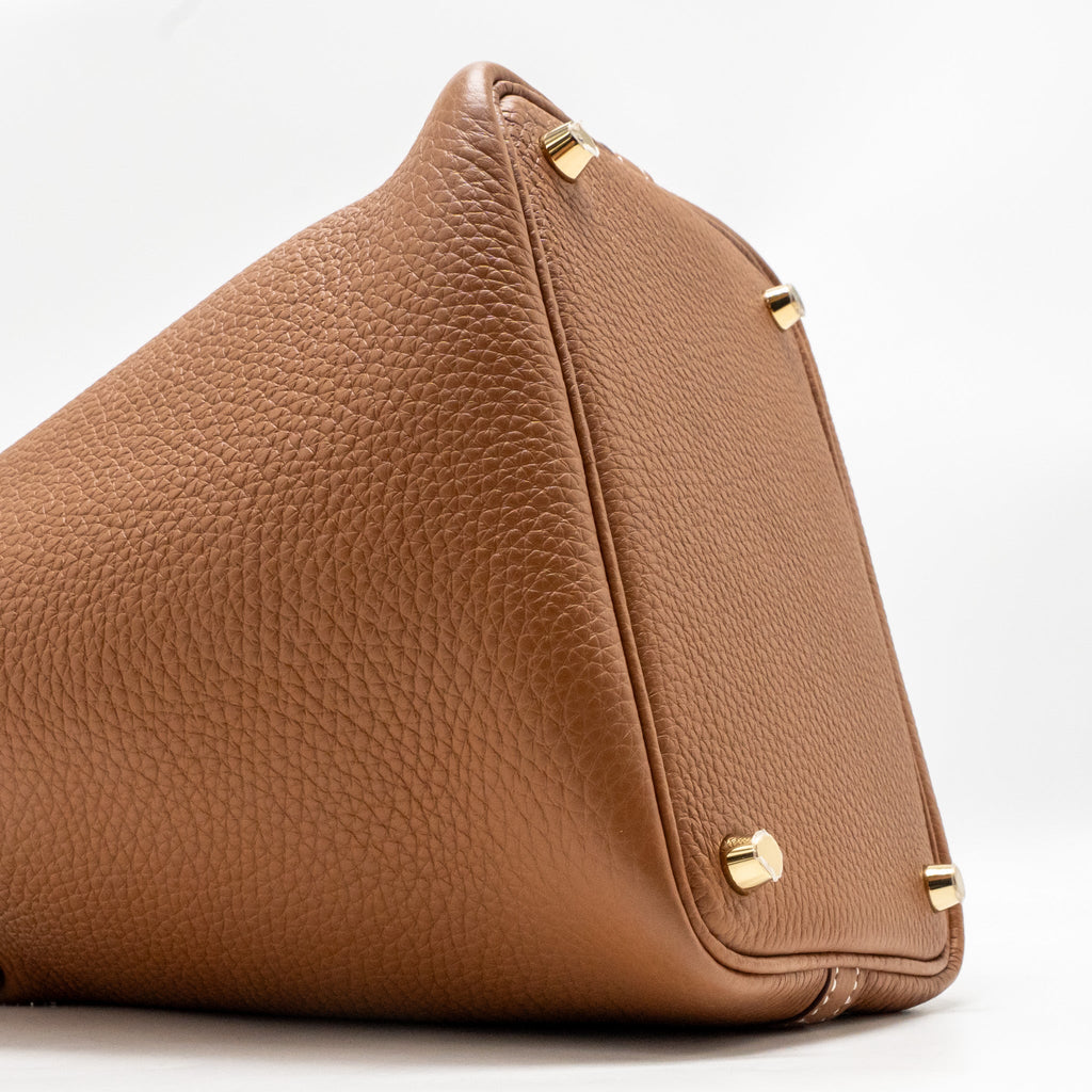 HERMES PICOTIN 18 LOCK BAG CLEMENCE CALFSKIN GOLD GHW