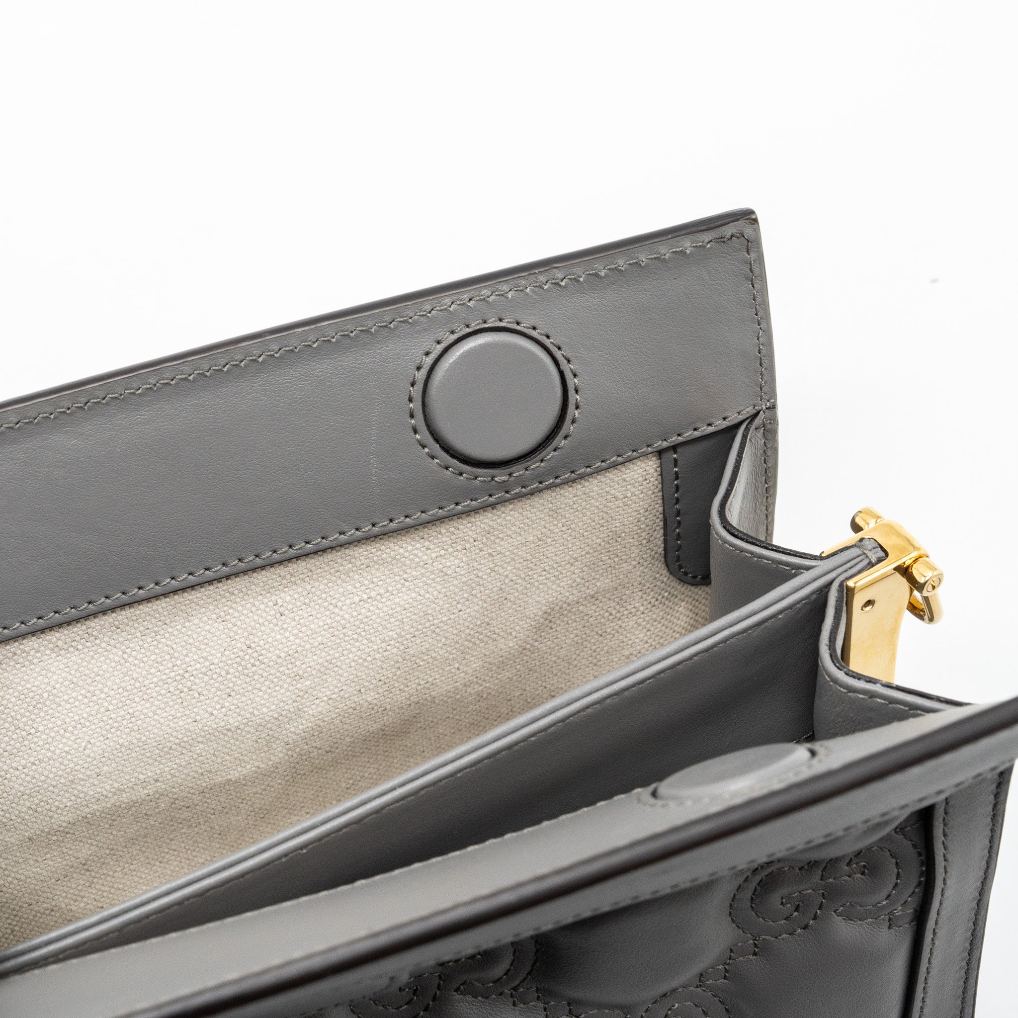 GUCCI CHAIN CROSSBODY BAG CALFSKIN GREY LGHW
