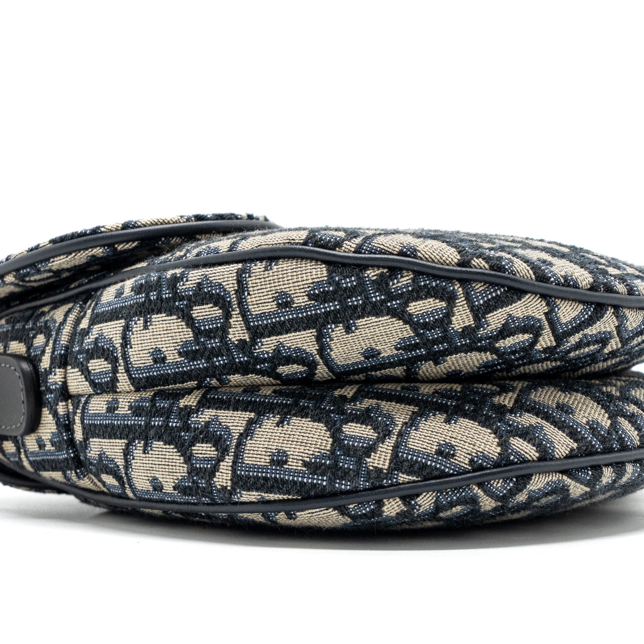 DIOR MEDIUM SADDLE BAG BLUE OBLIQUE JACQUARD CANVAS GHW