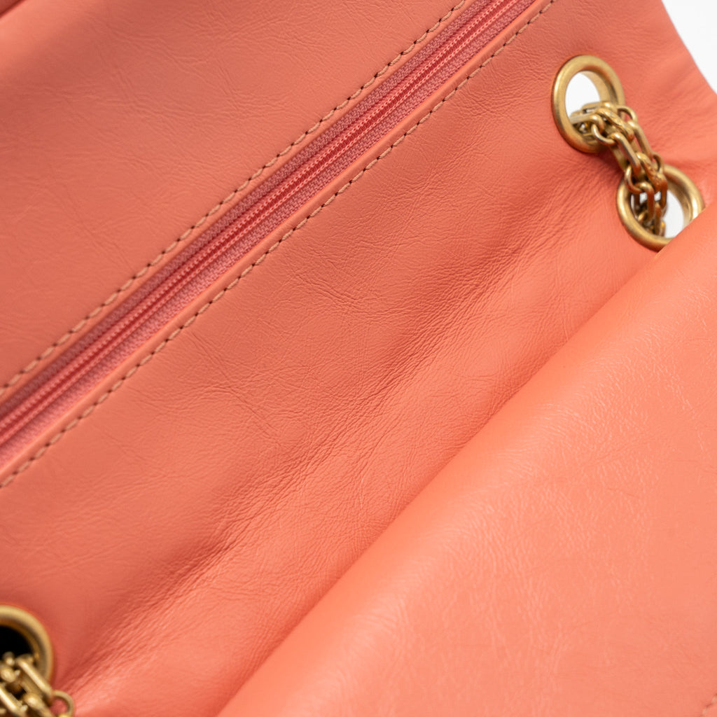 CHANEL SMALL 2.55 REISSUE FLAP BAG AGED CALFSKIN LIGHT PINK GHW