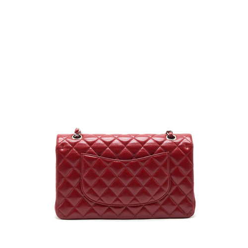CHANEL MEDIUM CLASSIC DOUBLE FLAP BAG CAVIAR RED SHW