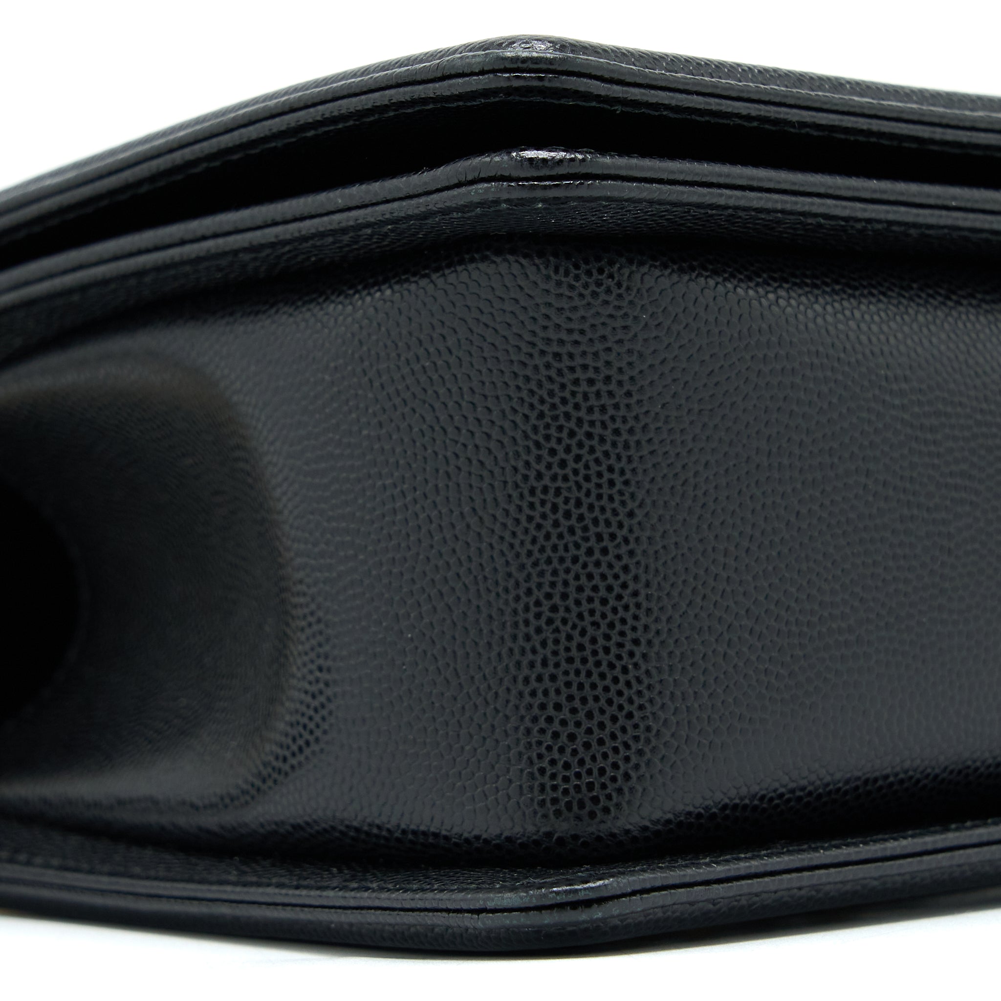 CHANEL MEDIUM BOY BAG CAVIAR BLACK BRUSHED GHW
