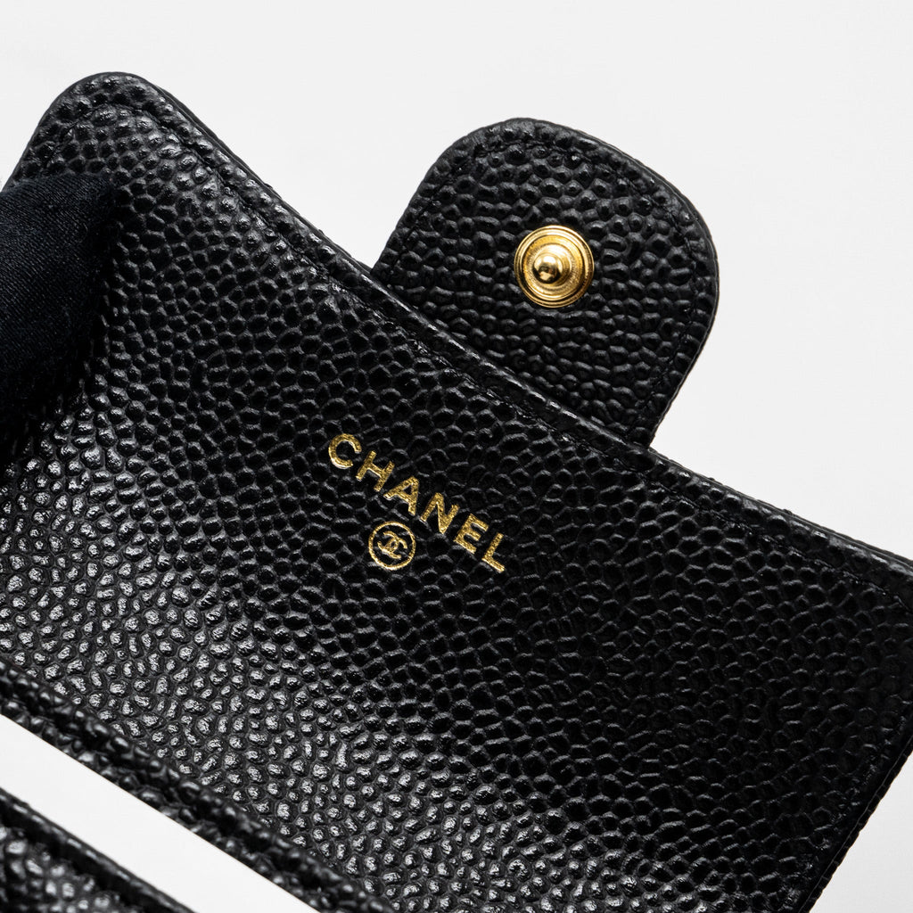 CHANEL CLASSIC FLAP CARD HOLDER CAVIAR BLACK GHW (MICROCHIP)