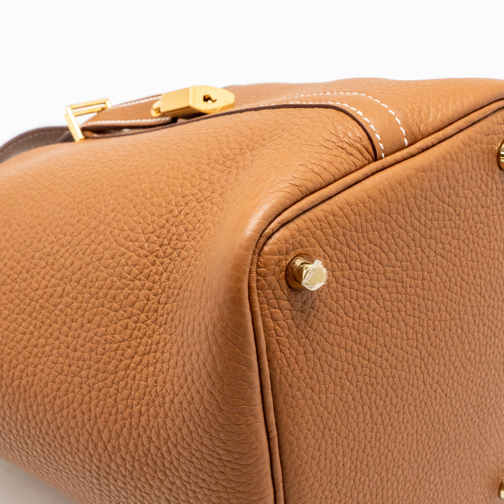 HERMES PICOTIN 18 LOCK BAG CLEMENCE CALFSKIN GOLD GHW