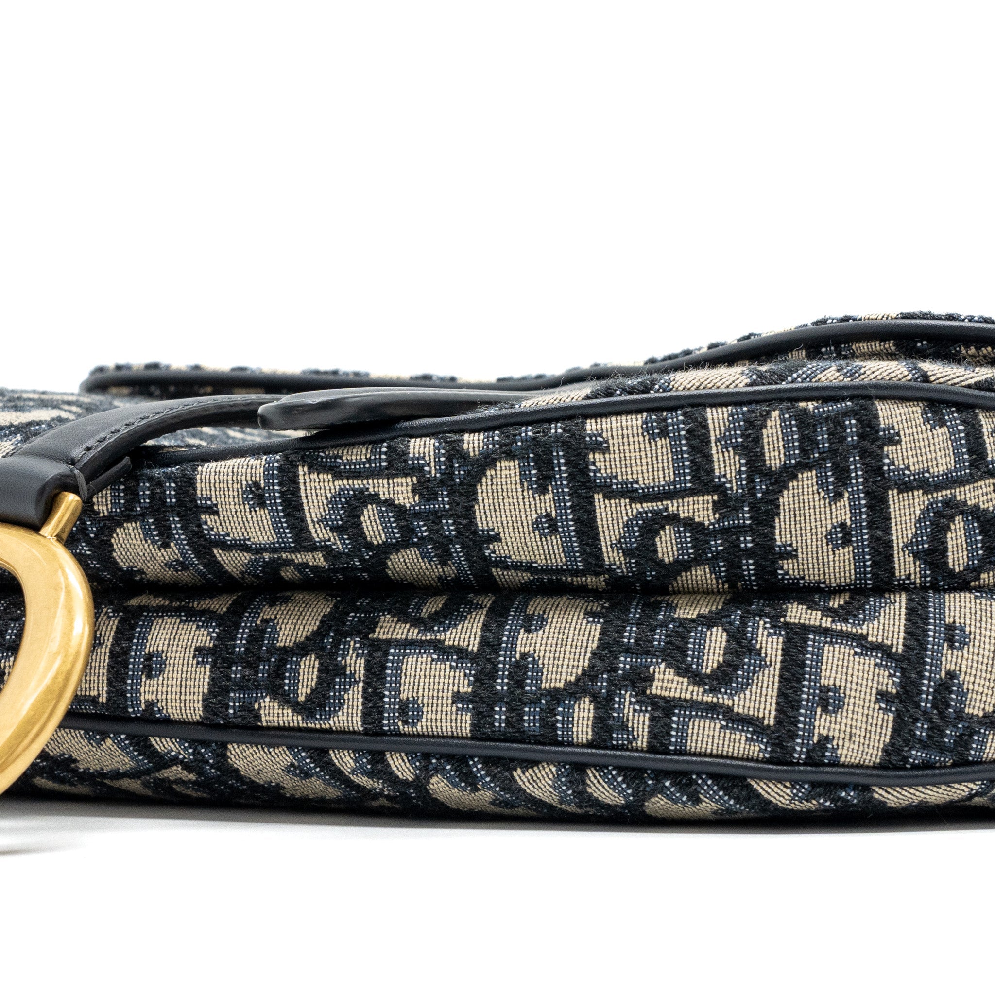 DIOR MEDIUM SADDLE BAG BLUE OBLIQUE JACQUARD CANVAS GHW