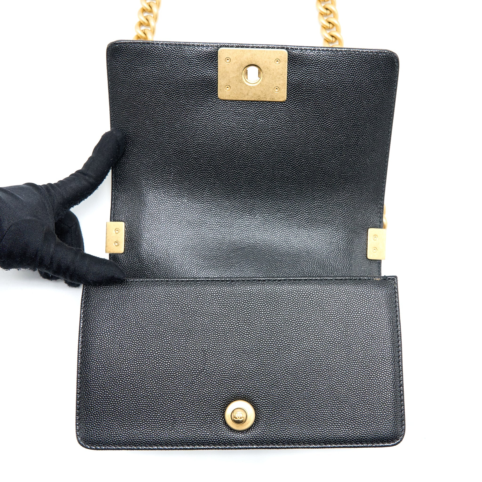 CHANEL SMALL BOY BAG CAVIAR BLACK GHW