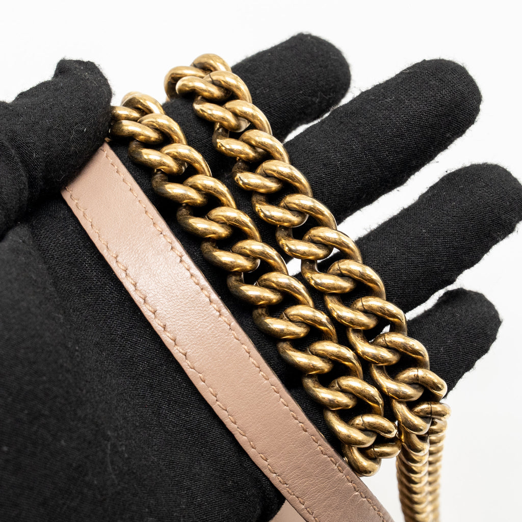 GUCCI MEDIUM GG MARMONT SHOULDER BAG CALFSKIN DARK BEIGE GHW