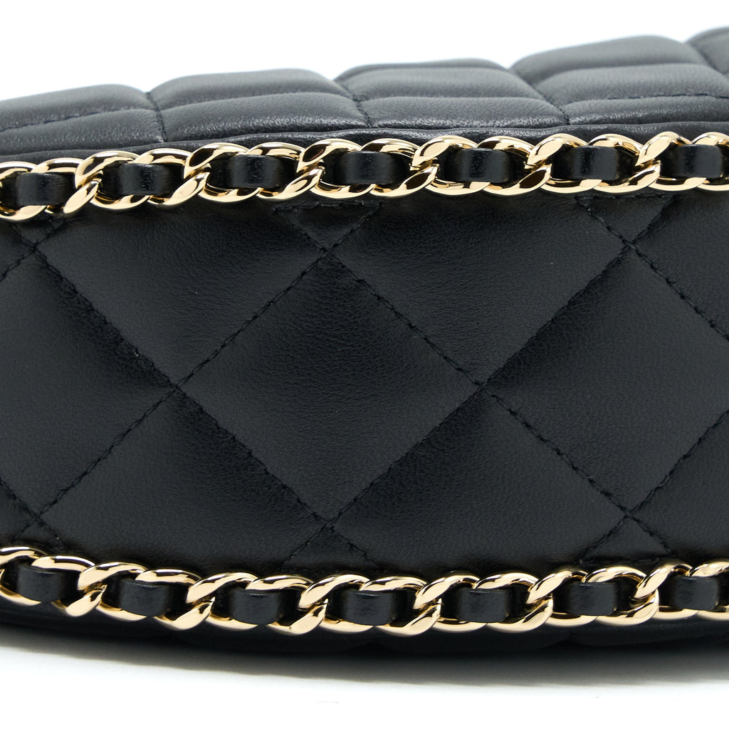 CHANEL SMALL MOON HOBO BAG LAMBSKIN BLACK LGHW (MICROCHIP)