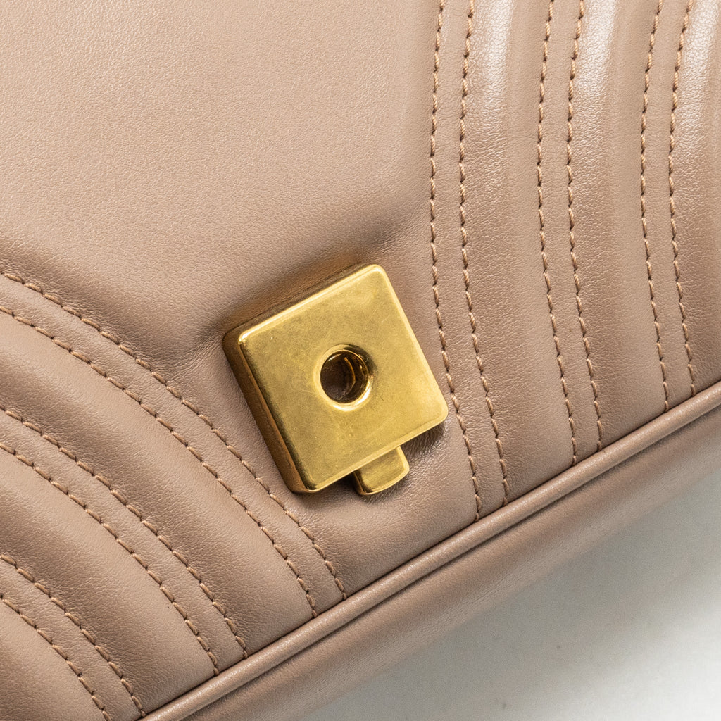 GUCCI SMALL GG MARMONT SHOULDER BAG CALFSKIN BEIGE GHW