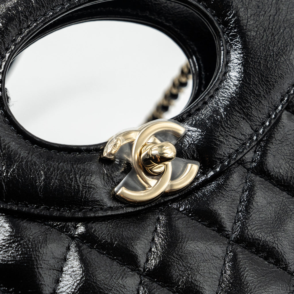 CHANEL 23C MINI 31 BAG SHINY CALFSKIN BLACK LGHW (MICROCHIP)