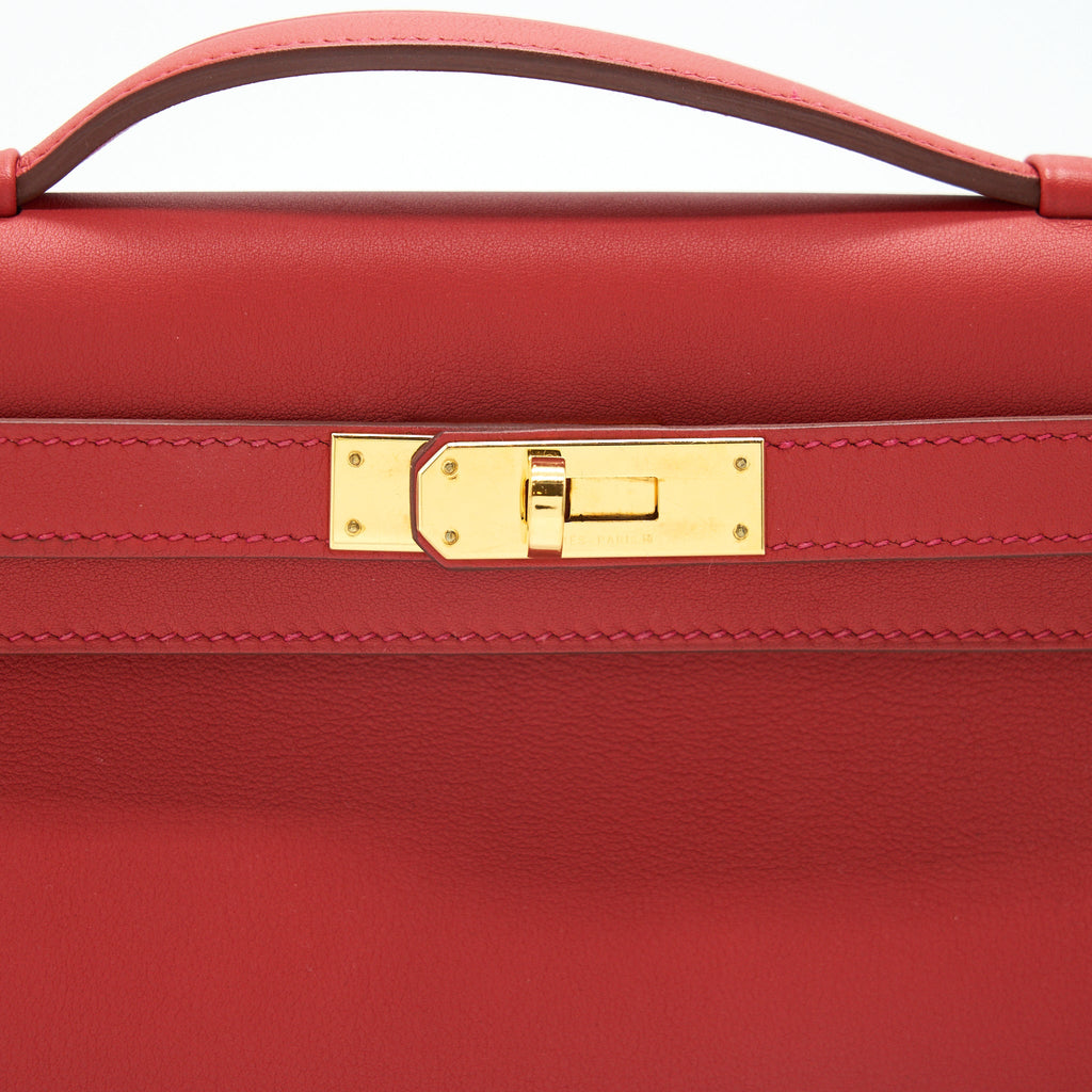 HERMES KELLY CUT BAG SWIFT LEATHER ROUGE TOMATE GHW