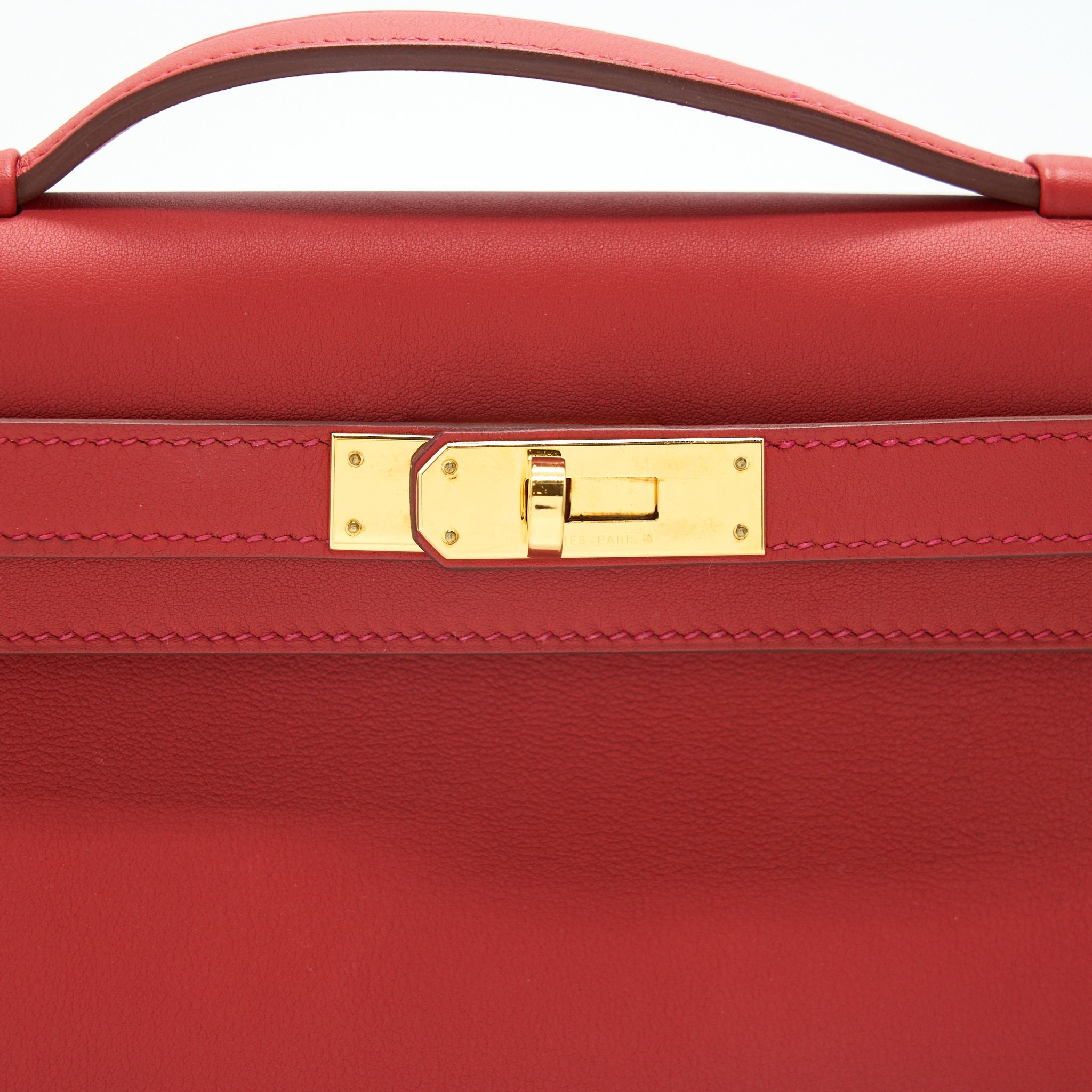HERMES KELLY CUT BAG SWIFT LEATHER ROUGE TOMATE GHW