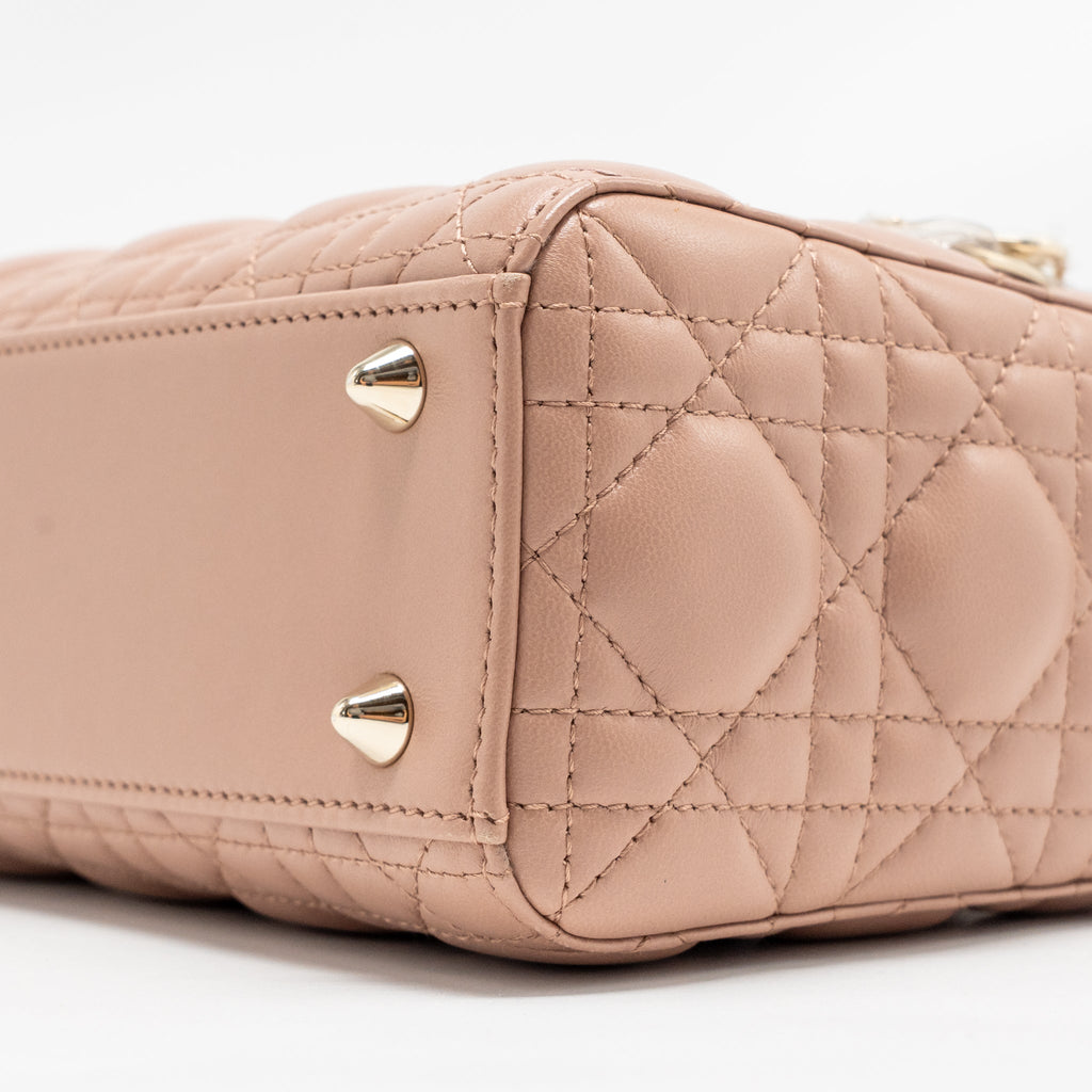 DIOR SMALL LADY DIOR LAMBSKIN DARK PINK LGHW