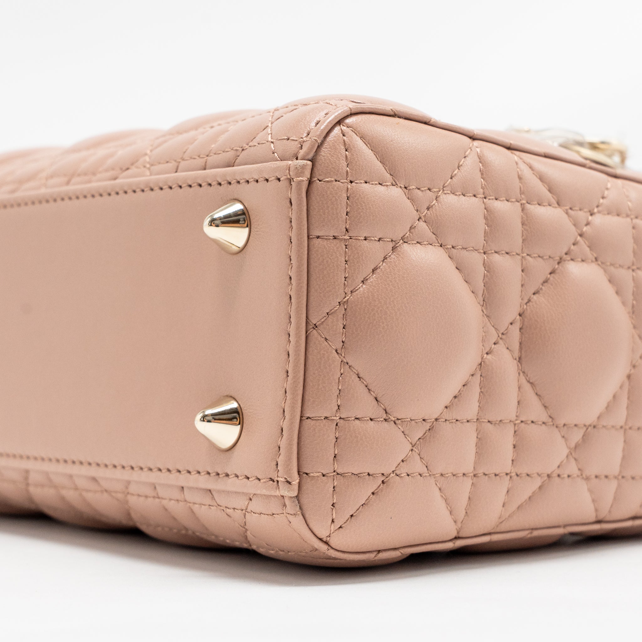 DIOR SMALL LADY DIOR LAMBSKIN DARK PINK LGHW