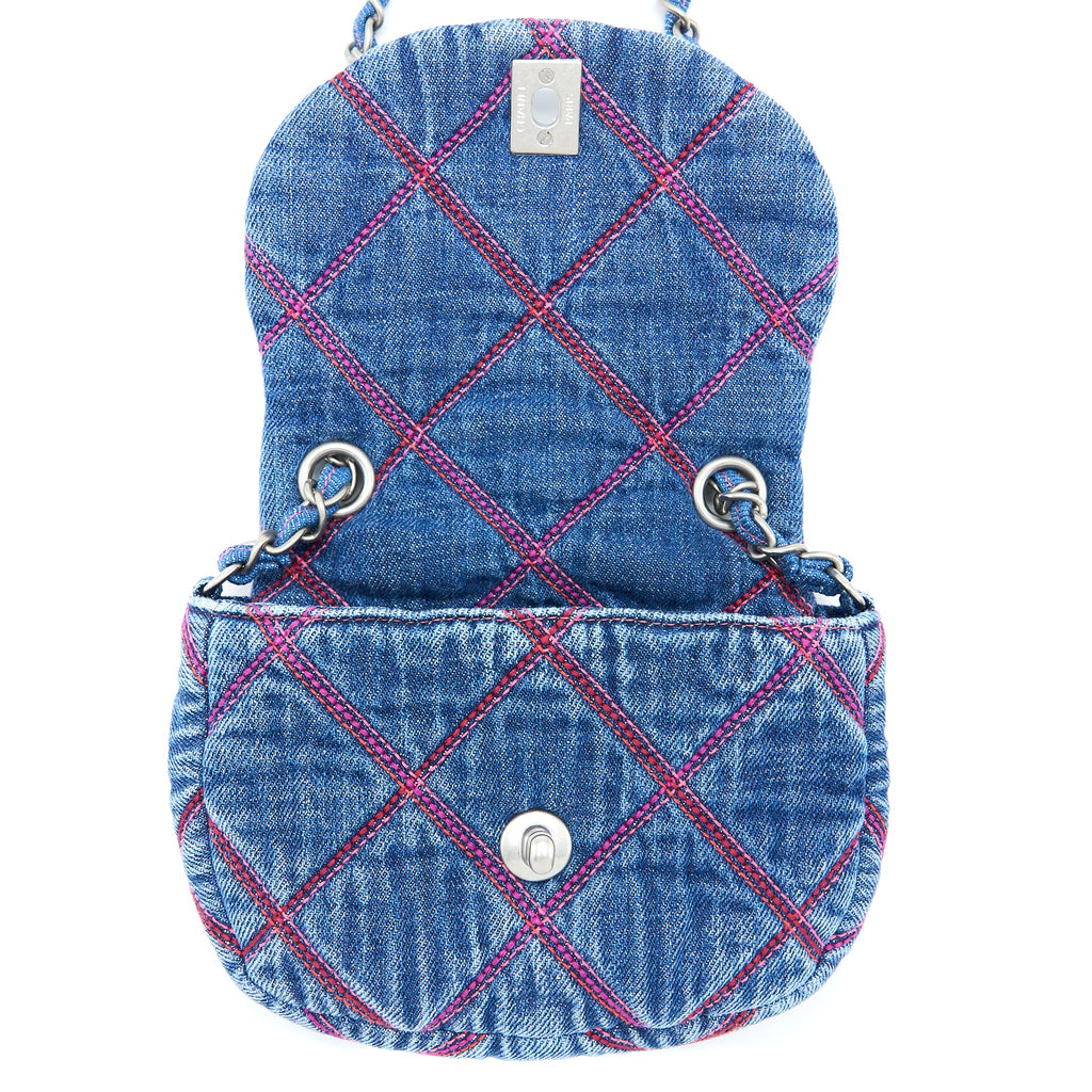 CHANEL 22S COCO BEACH DENIM MINI SADDLE BAG DENIM BLUE SHW (MICROCHIP)