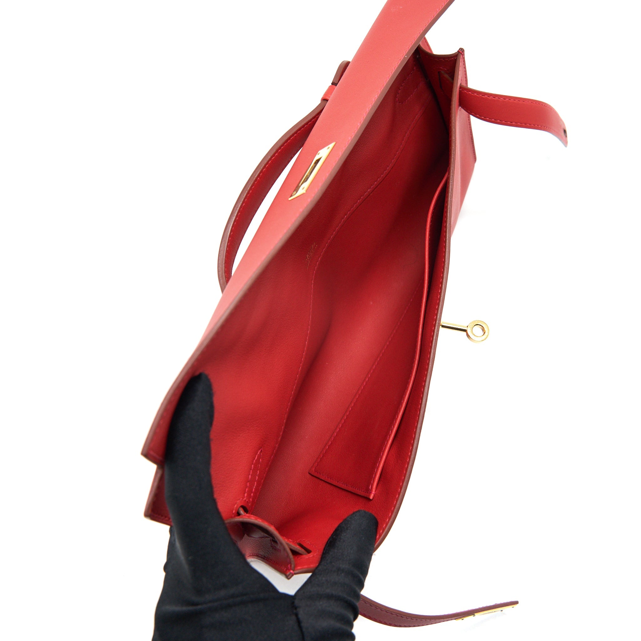 HERMES KELLY CUT BAG SWIFT LEATHER ROUGE TOMATE GHW