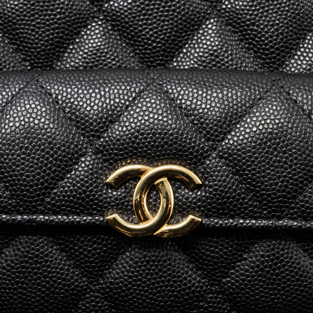 CHANEL WALLET ON CHAIN WITH POCKET BLACK CAVIAR GHW (MICROCHIP)