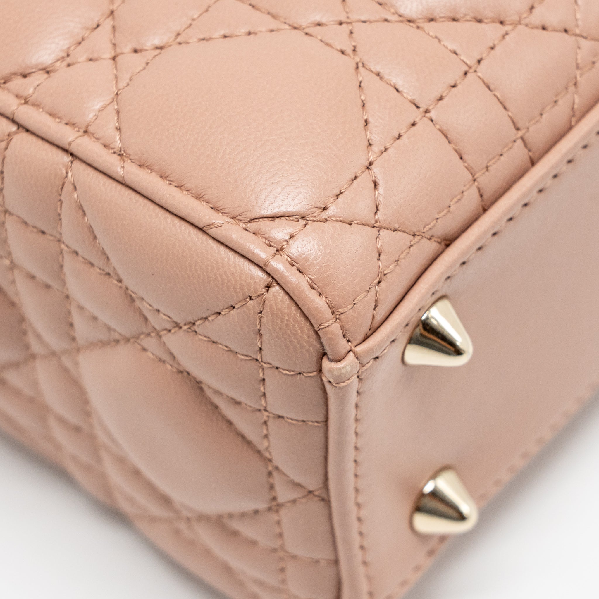 DIOR SMALL LADY DIOR LAMBSKIN DARK PINK LGHW