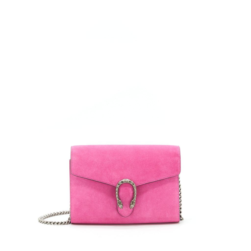 GUCCI DIONYSUS MINI CHAIN BAG SUEDE PINK SHW