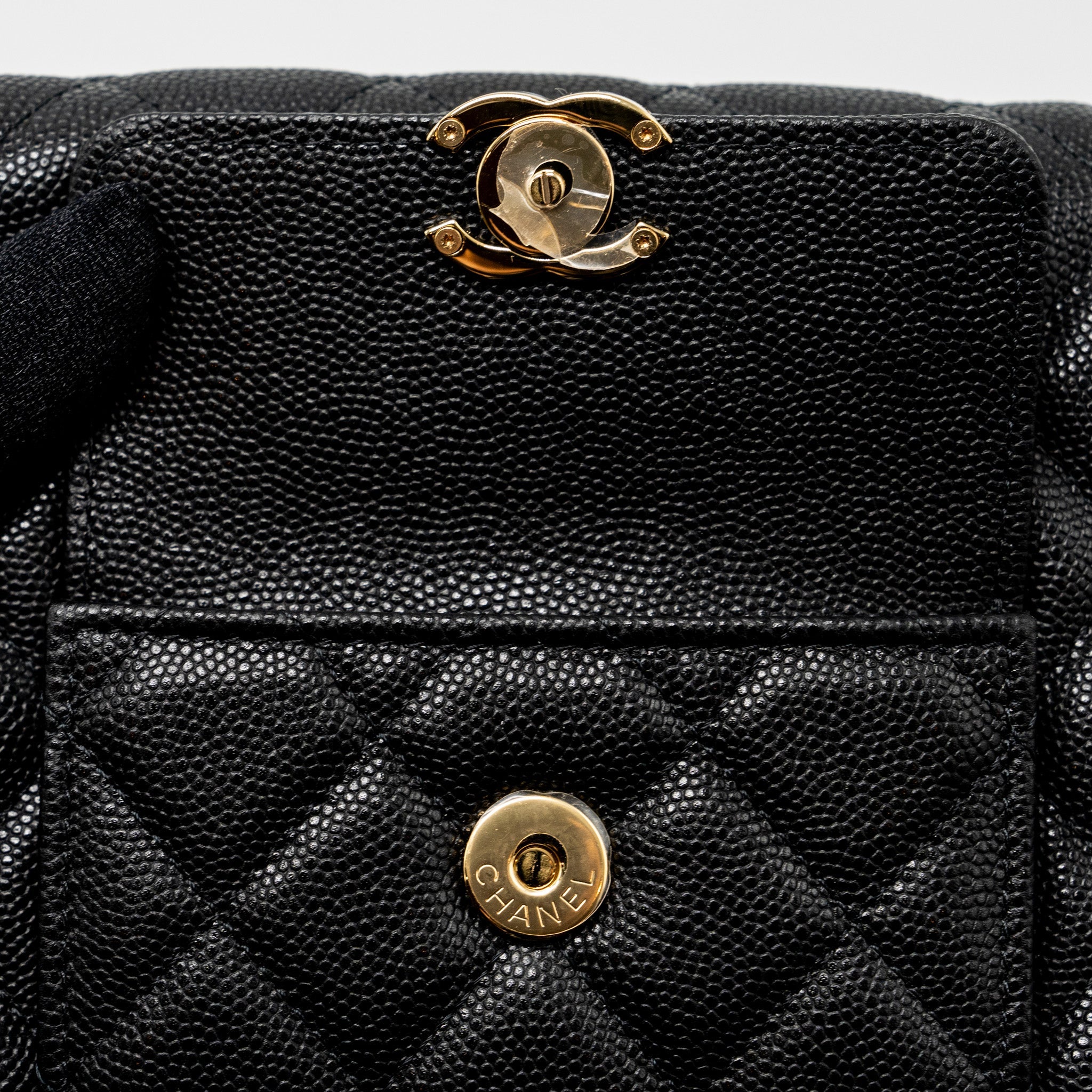 CHANEL WALLET ON CHAIN WITH POCKET BLACK CAVIAR GHW (MICROCHIP)