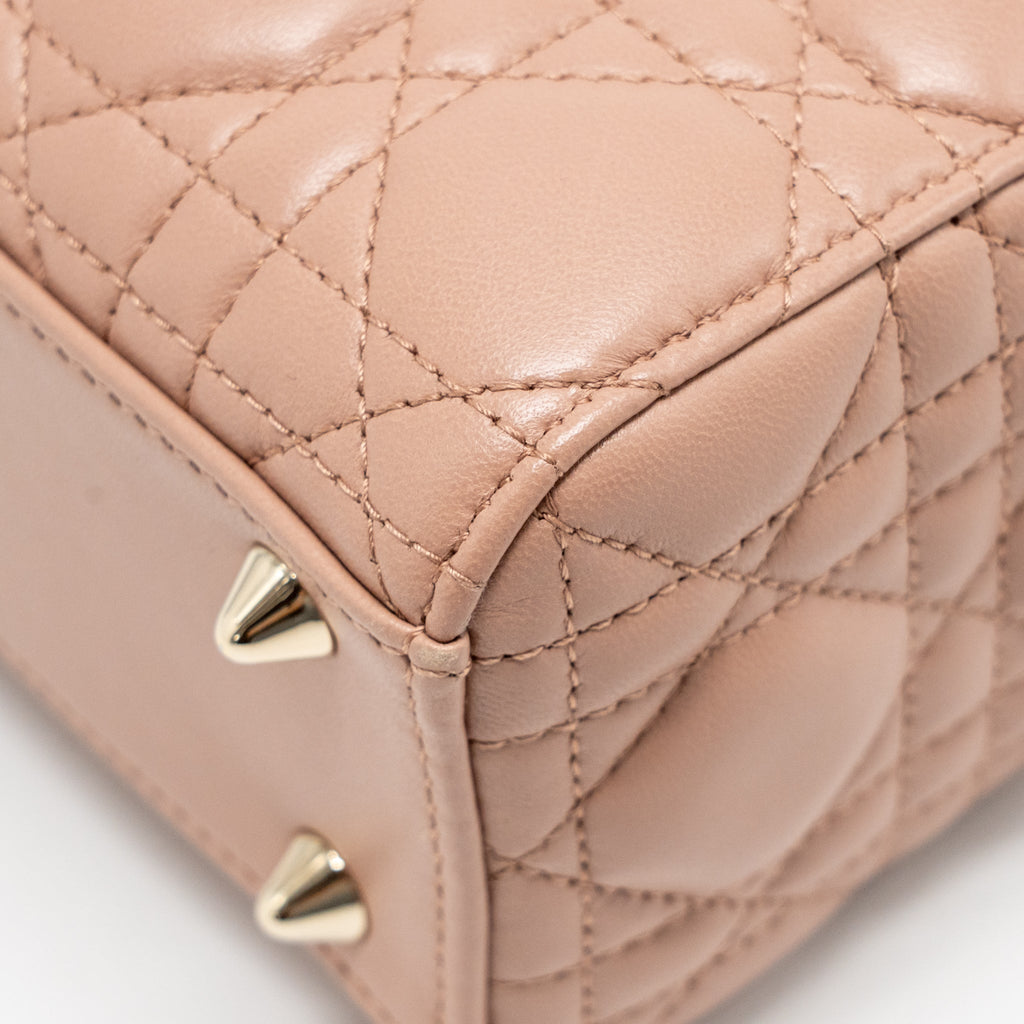 DIOR SMALL LADY DIOR LAMBSKIN DARK PINK LGHW