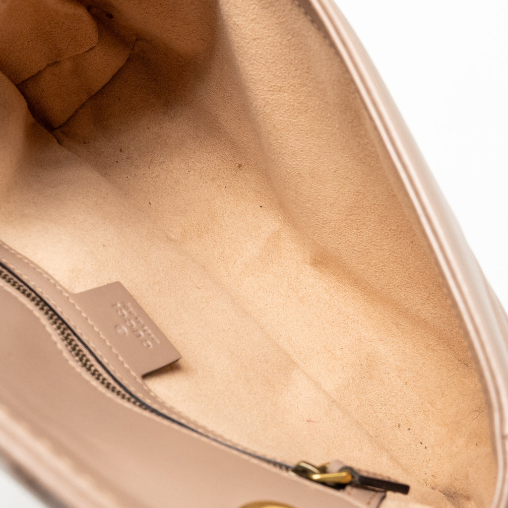 GUCCI MEDIUM GG MARMONT SHOULDER BAG CALFSKIN DARK BEIGE GHW