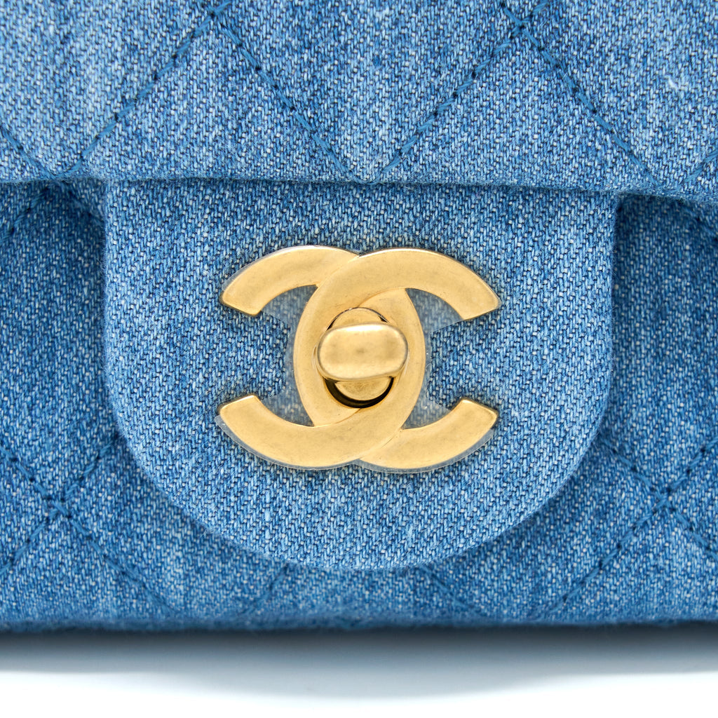 CHANEL PEARL CRUSH MINI SQUARE FLAP BAG DENIM GHW (MICROCHIP)