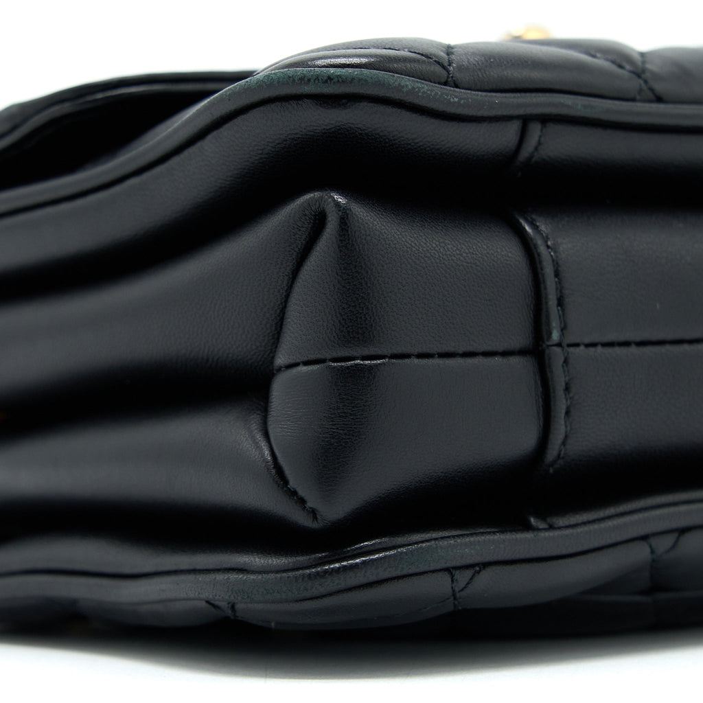 CHANEL SEASONAL FLAP BAG LAMBSKIN BLACK BRUSHED GHW