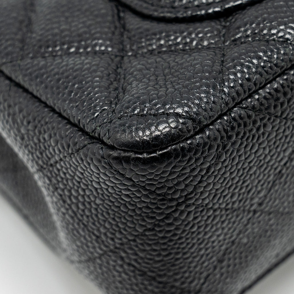 CHANEL MINI RECTANGULAR FLAP BAG CAVIAR BLACK SHW