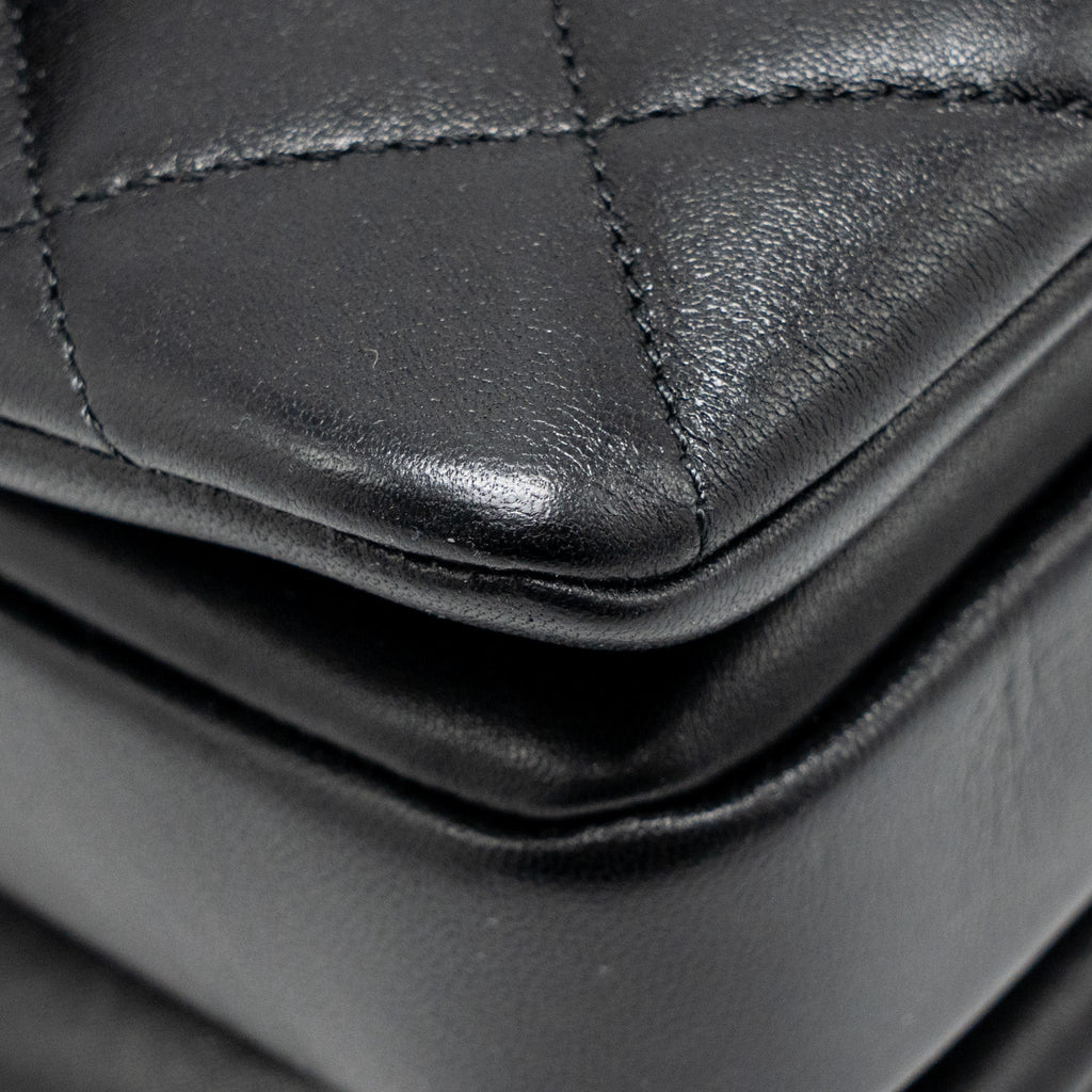 CHANEL TOP HANDLE TRENDY CC FLAP BAG LAMBSKIN BLACK LGHW