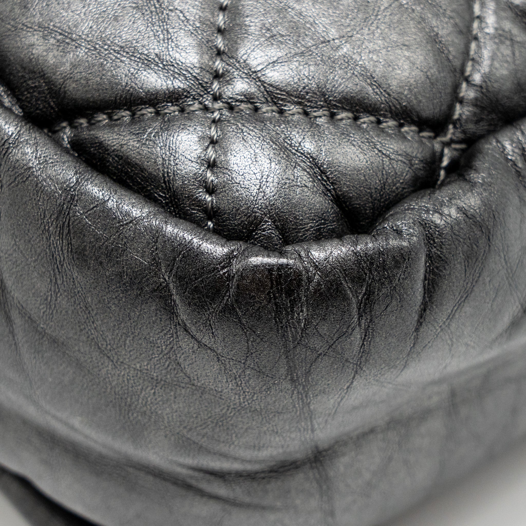 CHANEL DETAILED CHAIN SINGLE FLAP BAG CALFSKIN CHARCOAL GREY SHW
