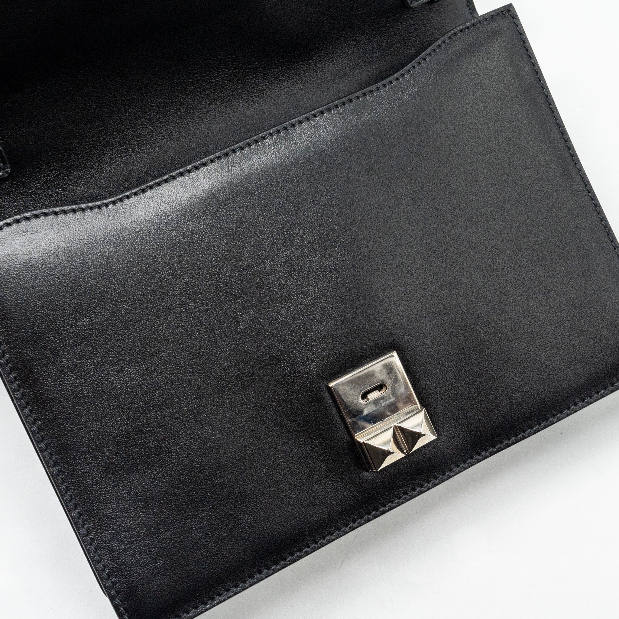 PRADA ELECTRA CITY FLAP BAG CALFSKIN BLACK / RED SHW