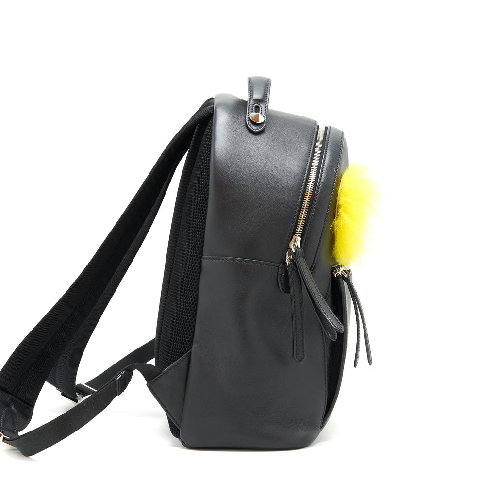 FENDI MONSTER BACKPACK BLACK/YELLOW FUR