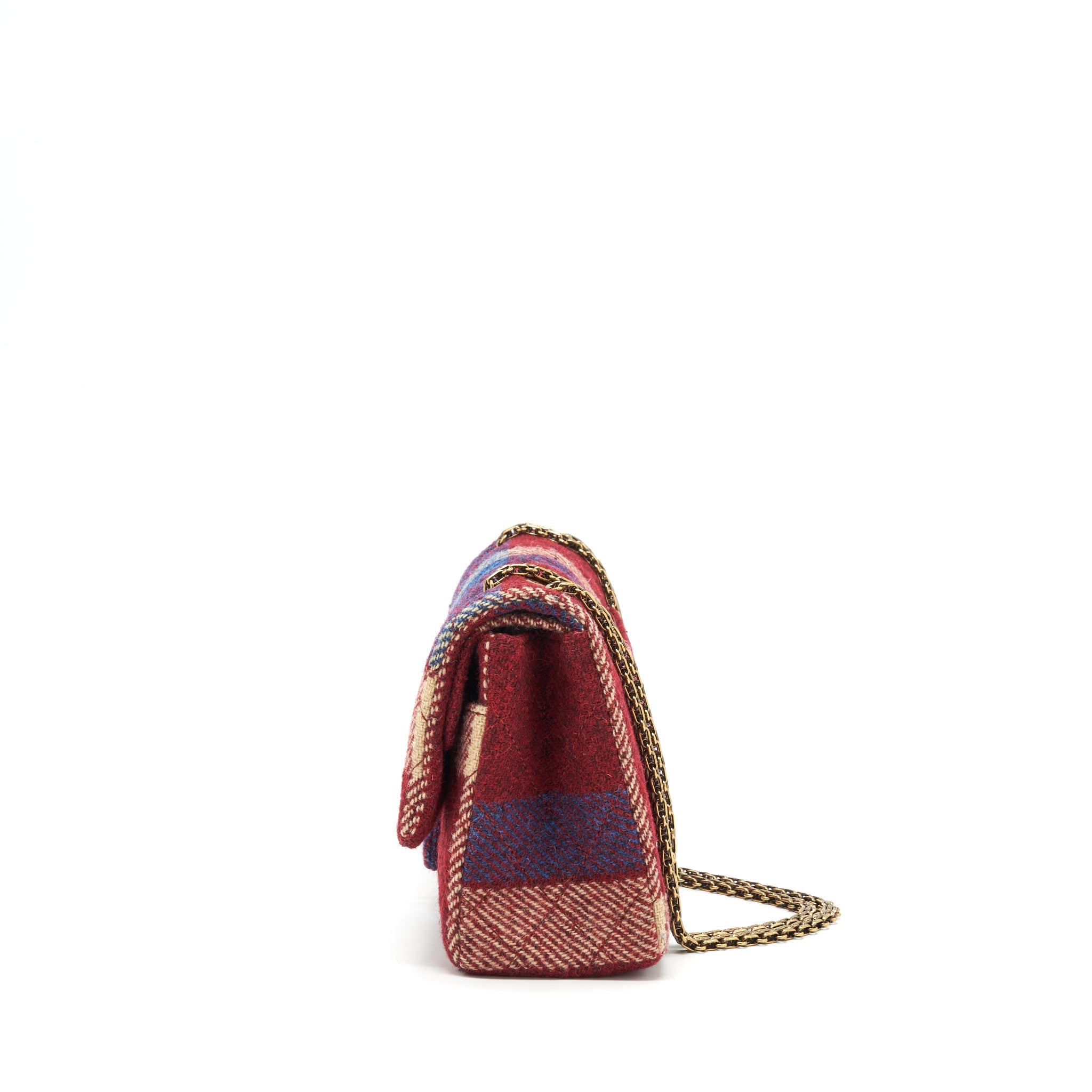CHANEL 2.55 226 REISSUE DOUBLE FLAP BAG FABRIC MULTICOLOUR GOLD HARDWARE