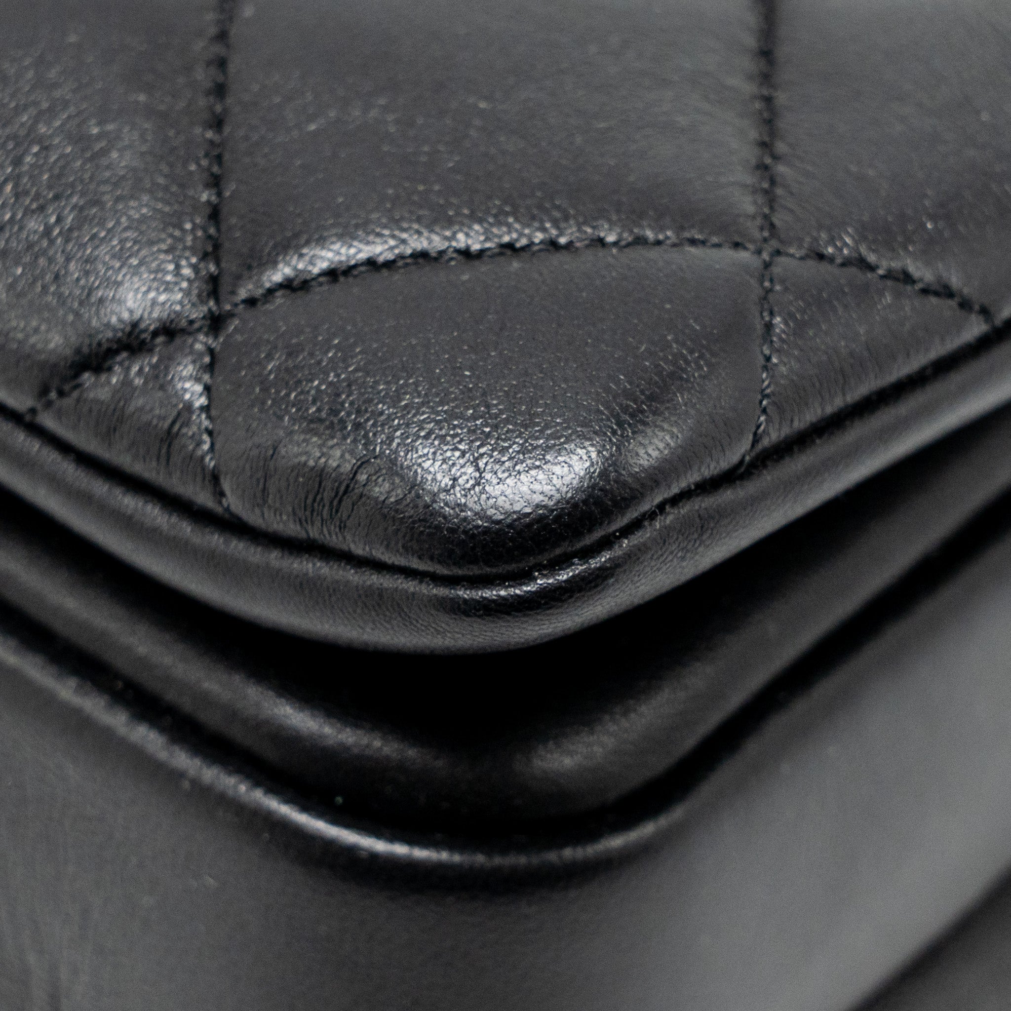 CHANEL TOP HANDLE TRENDY CC FLAP BAG LAMBSKIN BLACK LGHW
