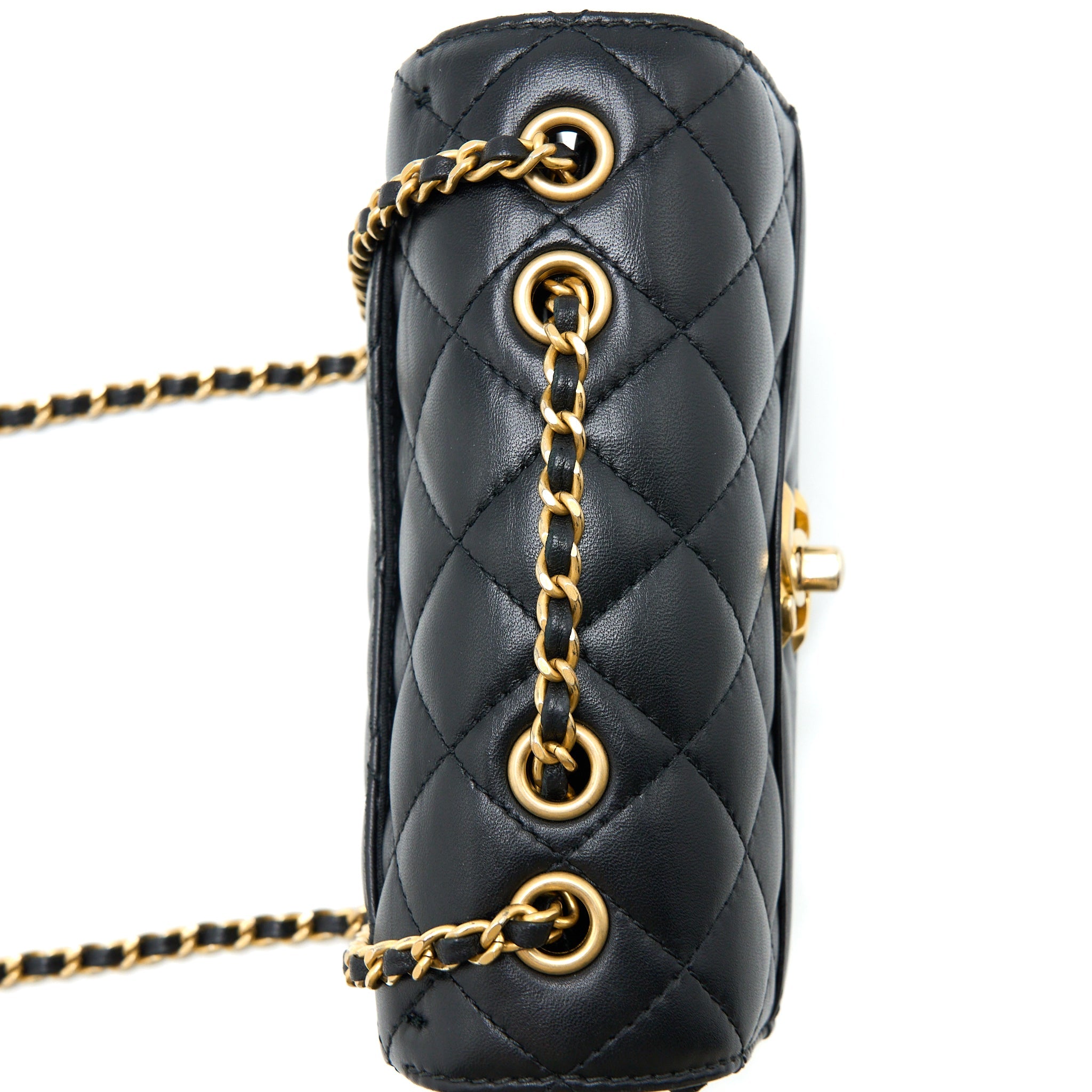 CHANEL SEASONAL FLAP BAG LAMBSKIN BLACK BRUSHED GHW