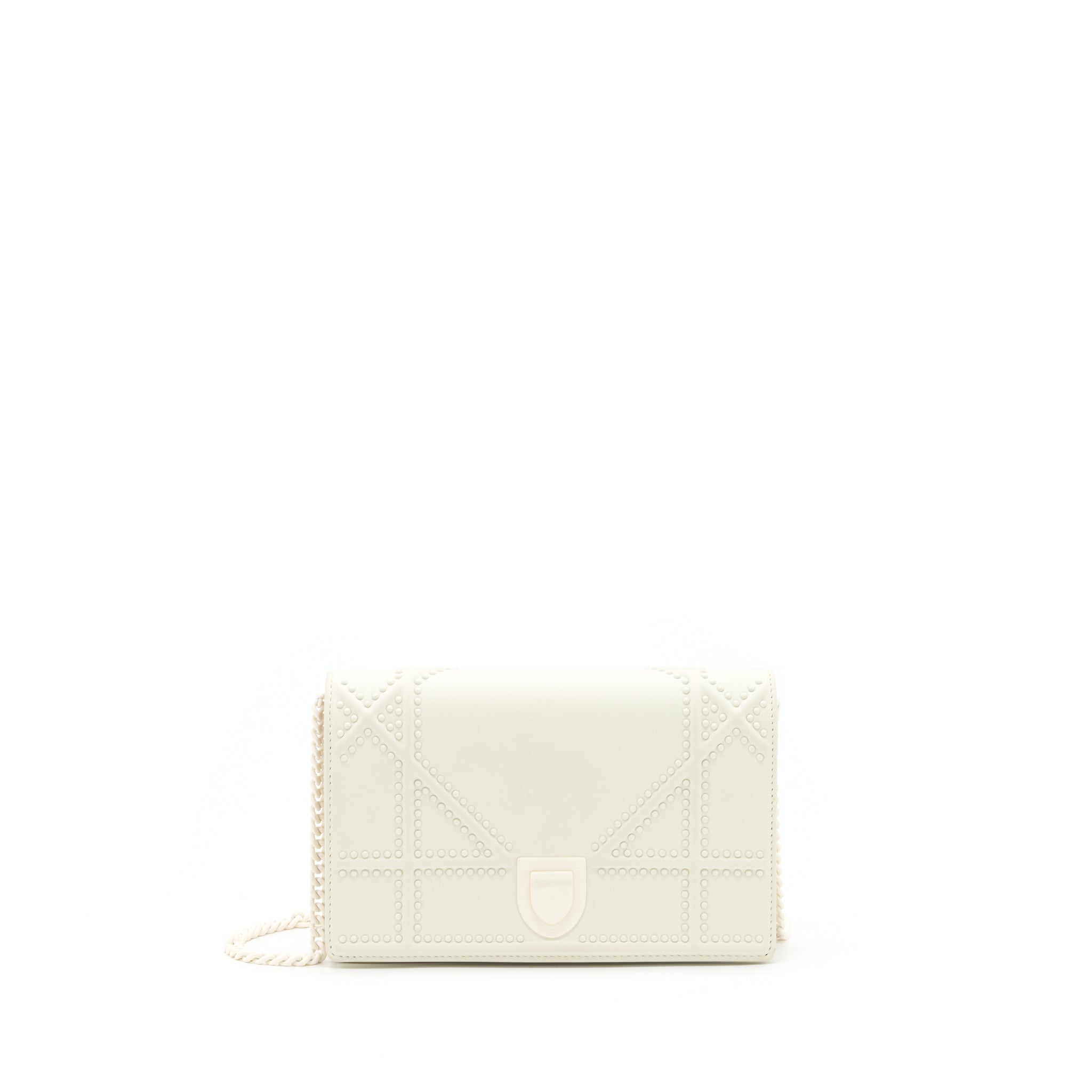 DIOR DIORAMA WALLET ON CHAIN WHITE WITH WHITE HARDWARE